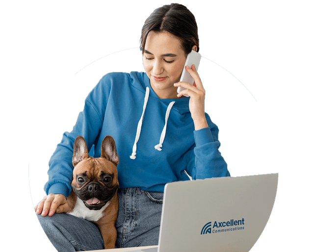 Person with laptop and dog