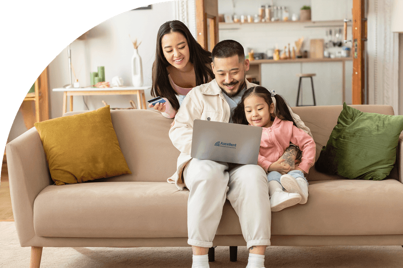 Family using internet