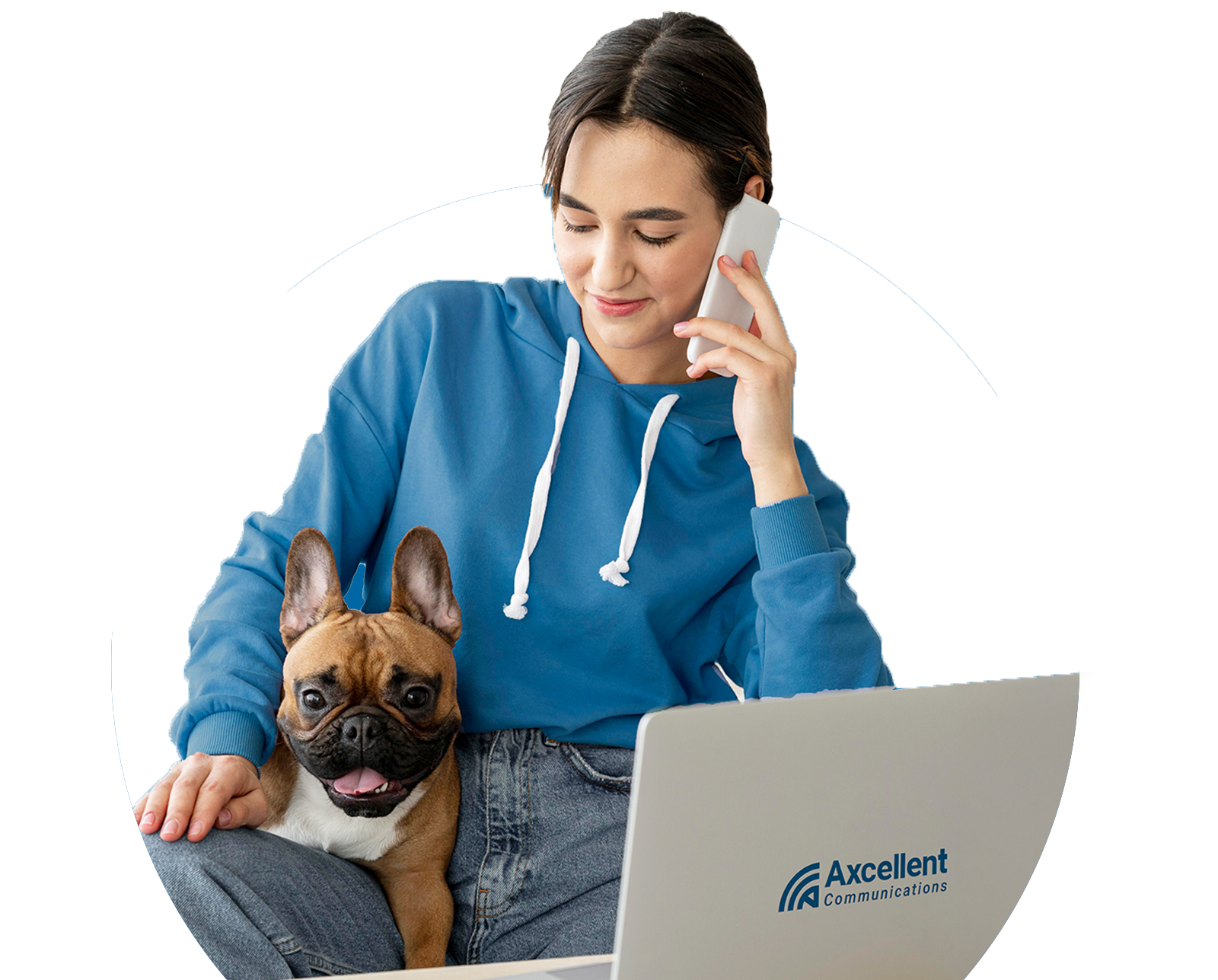 Person with laptop and dog